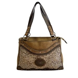 Justin Concealed Carry Western Leather Lace Shoulder Bag Boho Concho